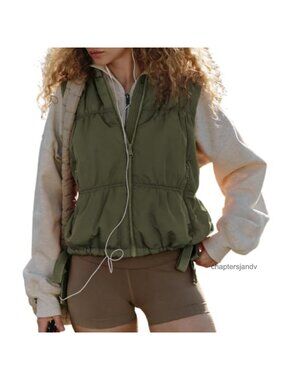 Womens Quilted Puffer Vest Sleeveless Full Zip Lightweight Nylon Warm Coat